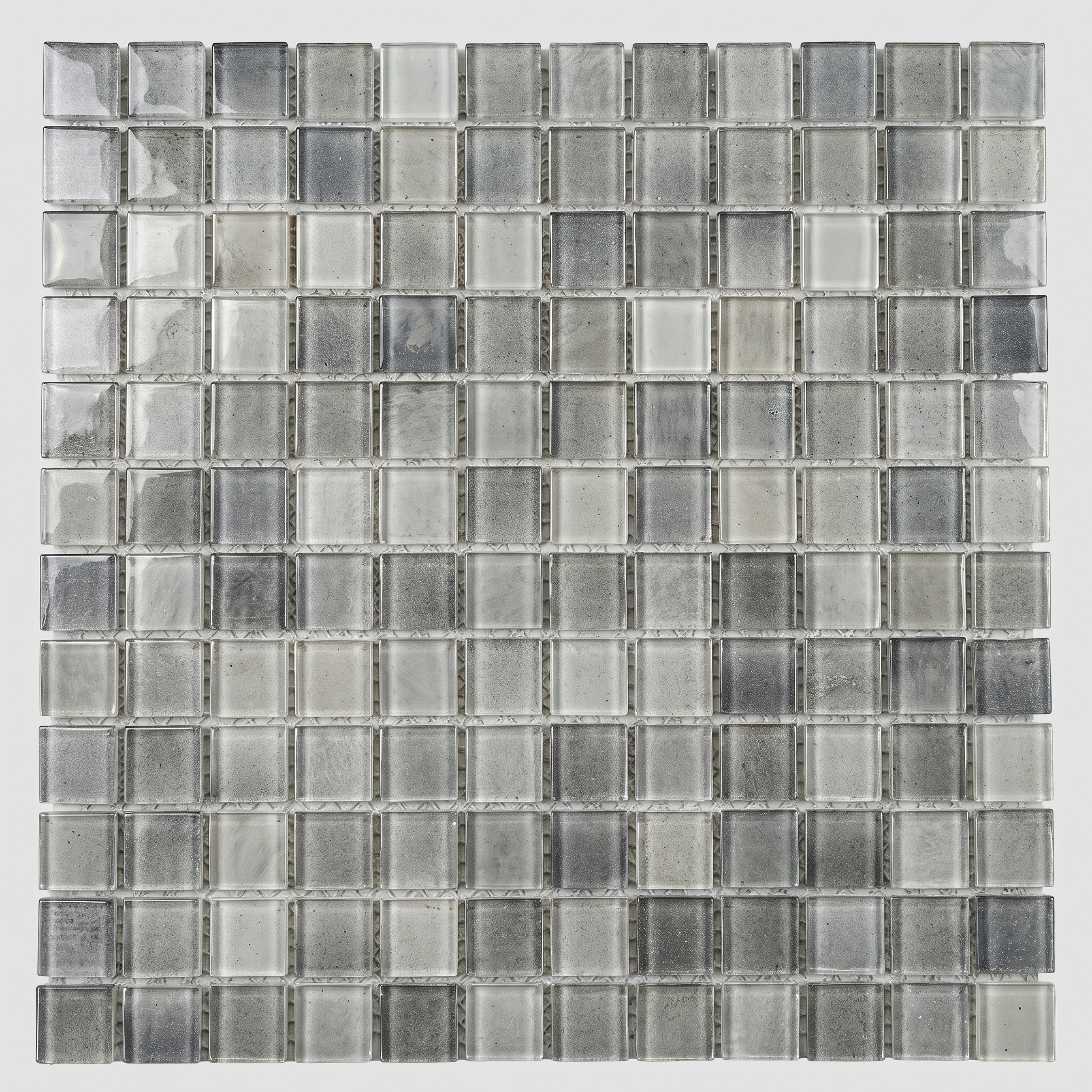 Glasmosaik Mosaikfliese Nizza 23×23×4 mm Grau