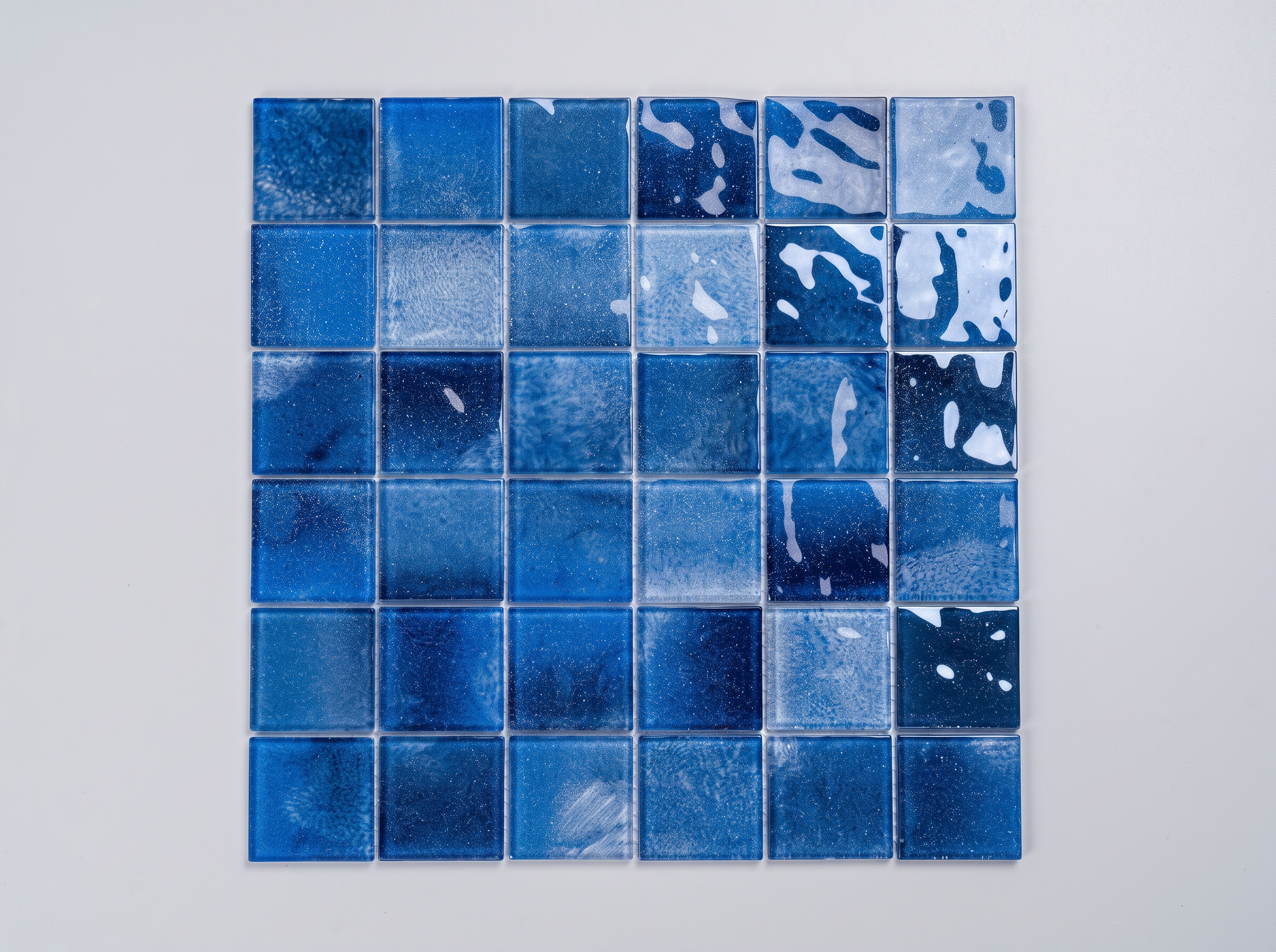 Glasmosaik Mosaikfliese Nizza 48×48 mm Blau