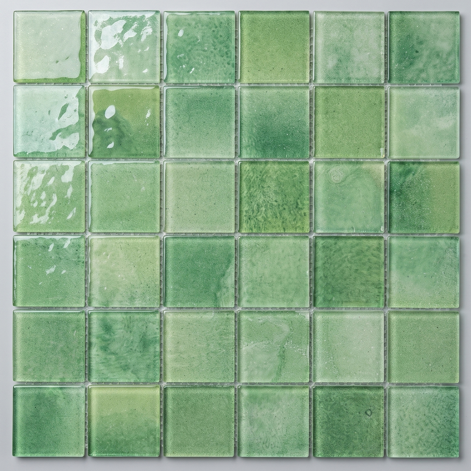 Glasmosaik Mosaikfliese Nizza 48×48 mm Grün