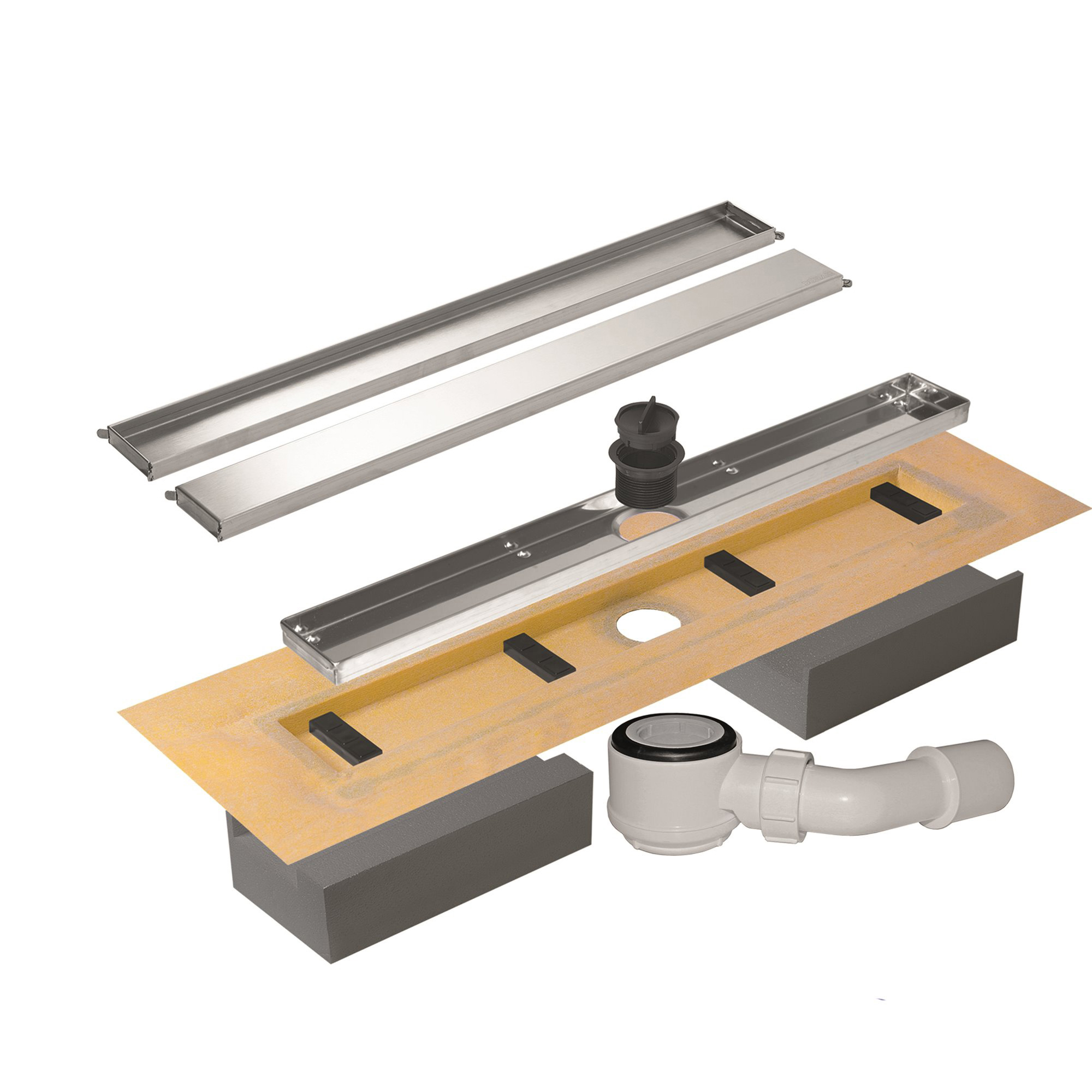 Duschrinne Lineares Duschrinnensystem Komplettset mit zweiseitig verwendbarem Rost-BEN10088 Duschrinne Lineares Duschrinnensystem Komplettset mit zweiseitig verwendbarem Rost-BEN10088
