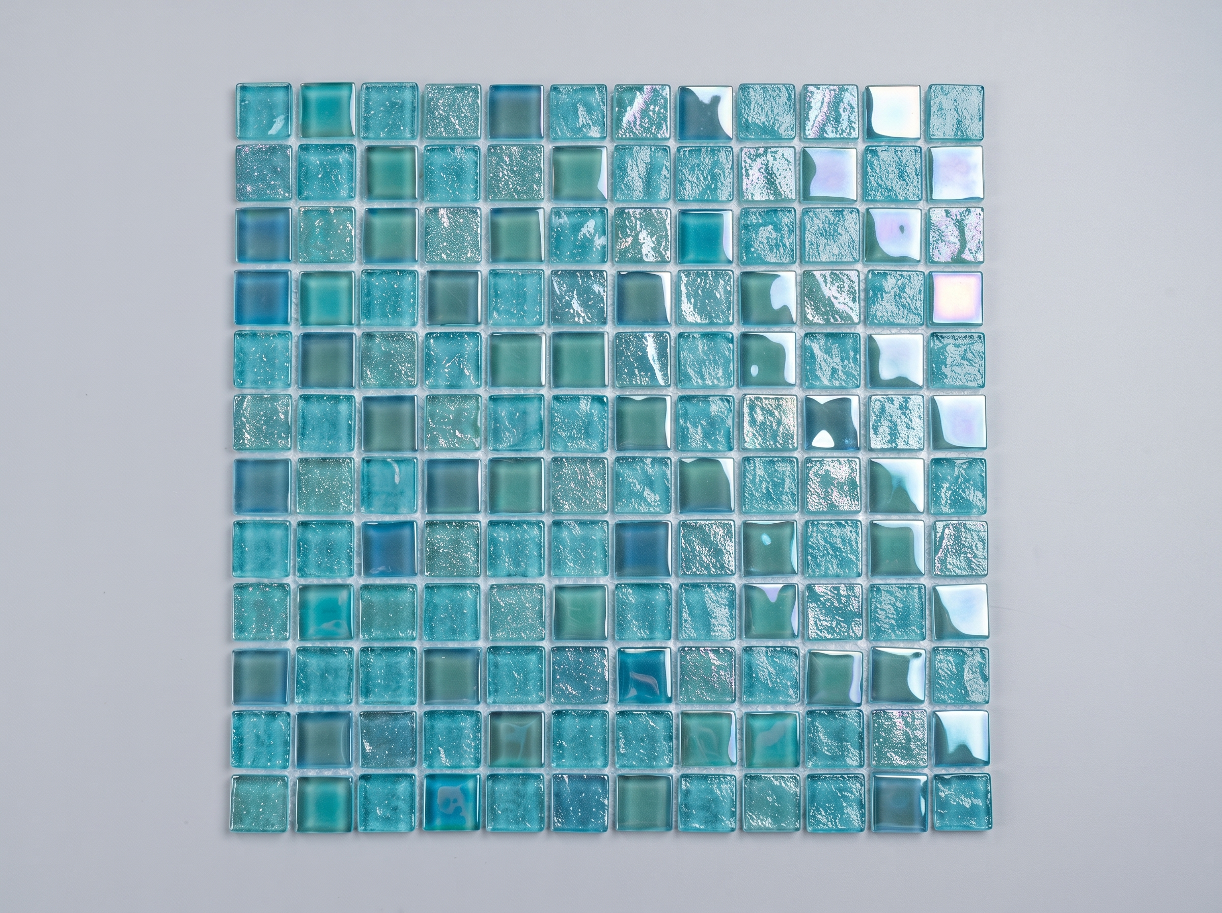 Glasmosaik 23×23 mm Türkis Schimmer