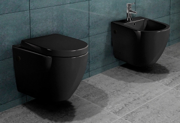 Wand-Tiefspül-WC ohne Spülrand Schwarz beschichtet-BEN10363 Wand-Tiefspül-WC ohne Spülrand Schwarz beschichtet-BEN10363