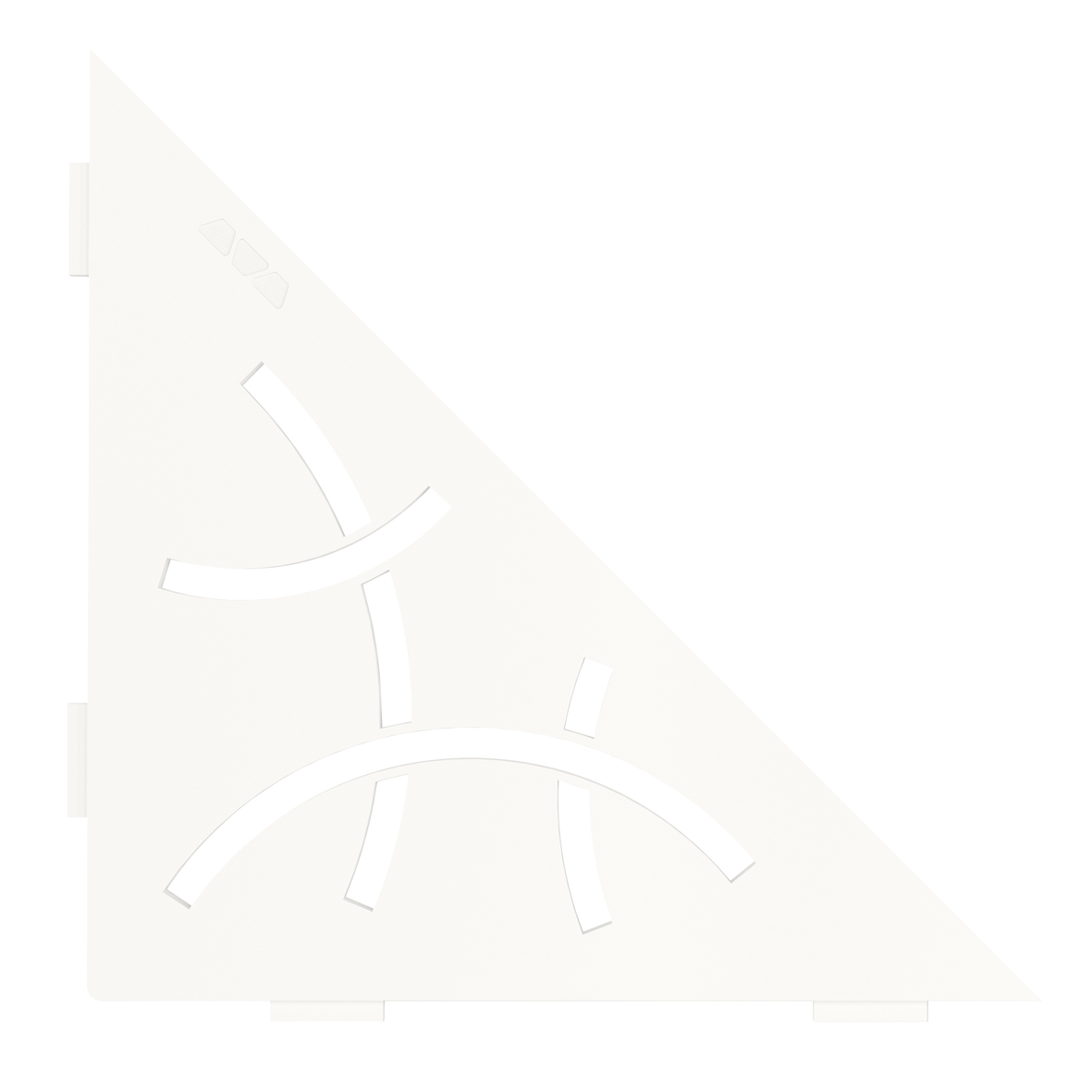 Wandablage für Nischen von Schlüter Dreieckige Eck-Wandablage Curve Brillabtweiß matt