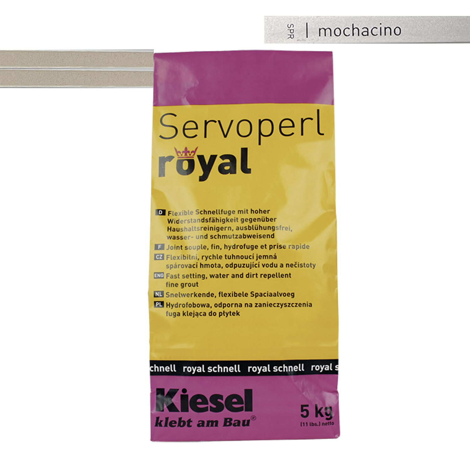 Fliesenfugen Fugenmörtel  mochacino für Bodenfliesen Wandfliesen und Mosaikfliesen Kiesel Servoperl royal 5KG