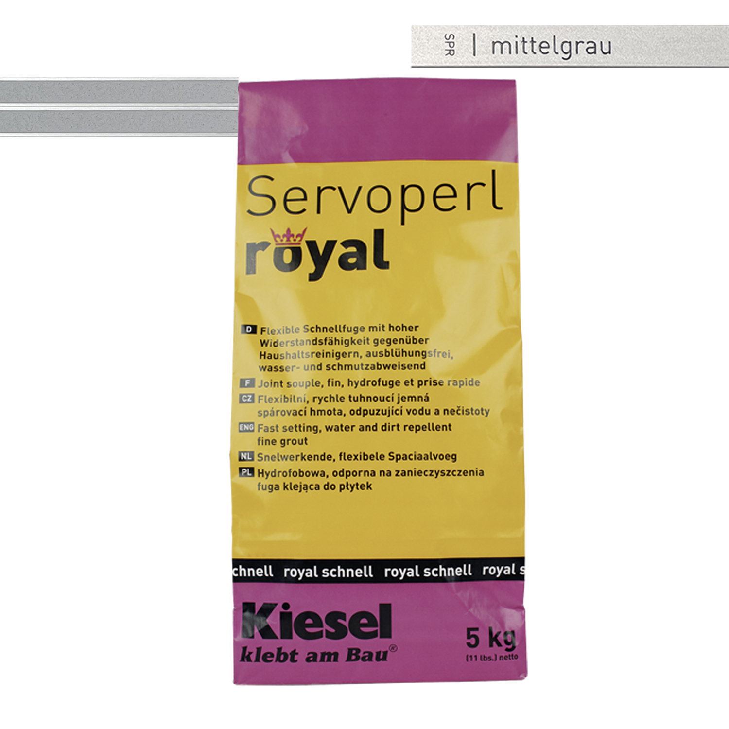 Fliesenfugen Fugenmörtel mittelgrau für Bodenfliesen Wandfliesen und Mosaikfliesen Kiesel Servoperl royal 5KG