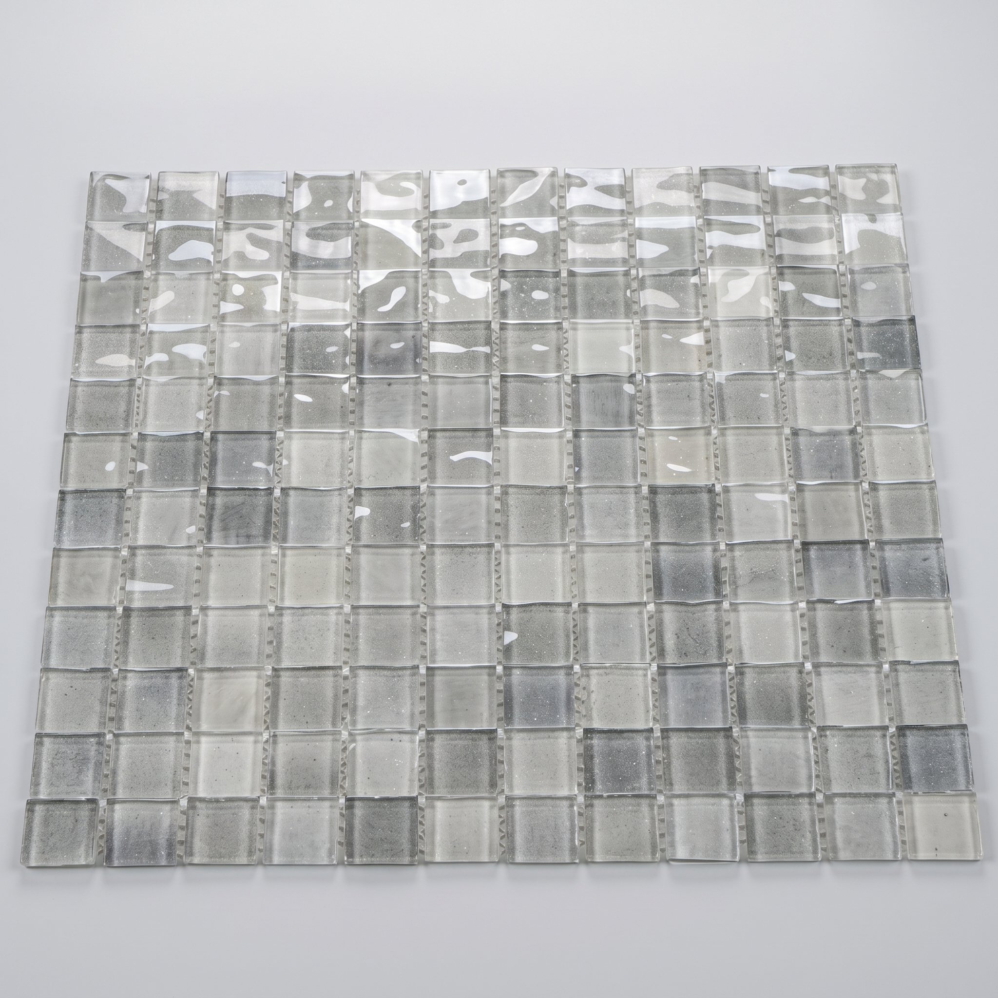Glasmosaik Mosaikfliese Nizza 23×23×4 mm Grau