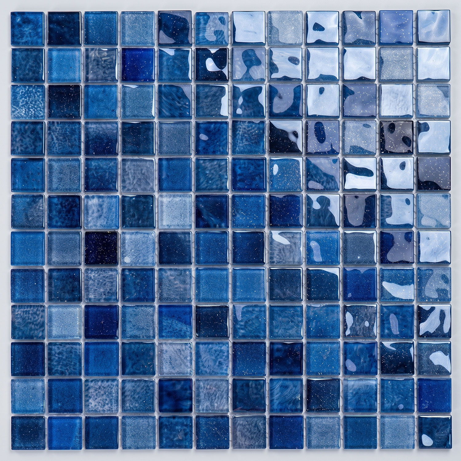 Glasmosaik Mosaikfliese Nizza 23×23×4 mm Blau