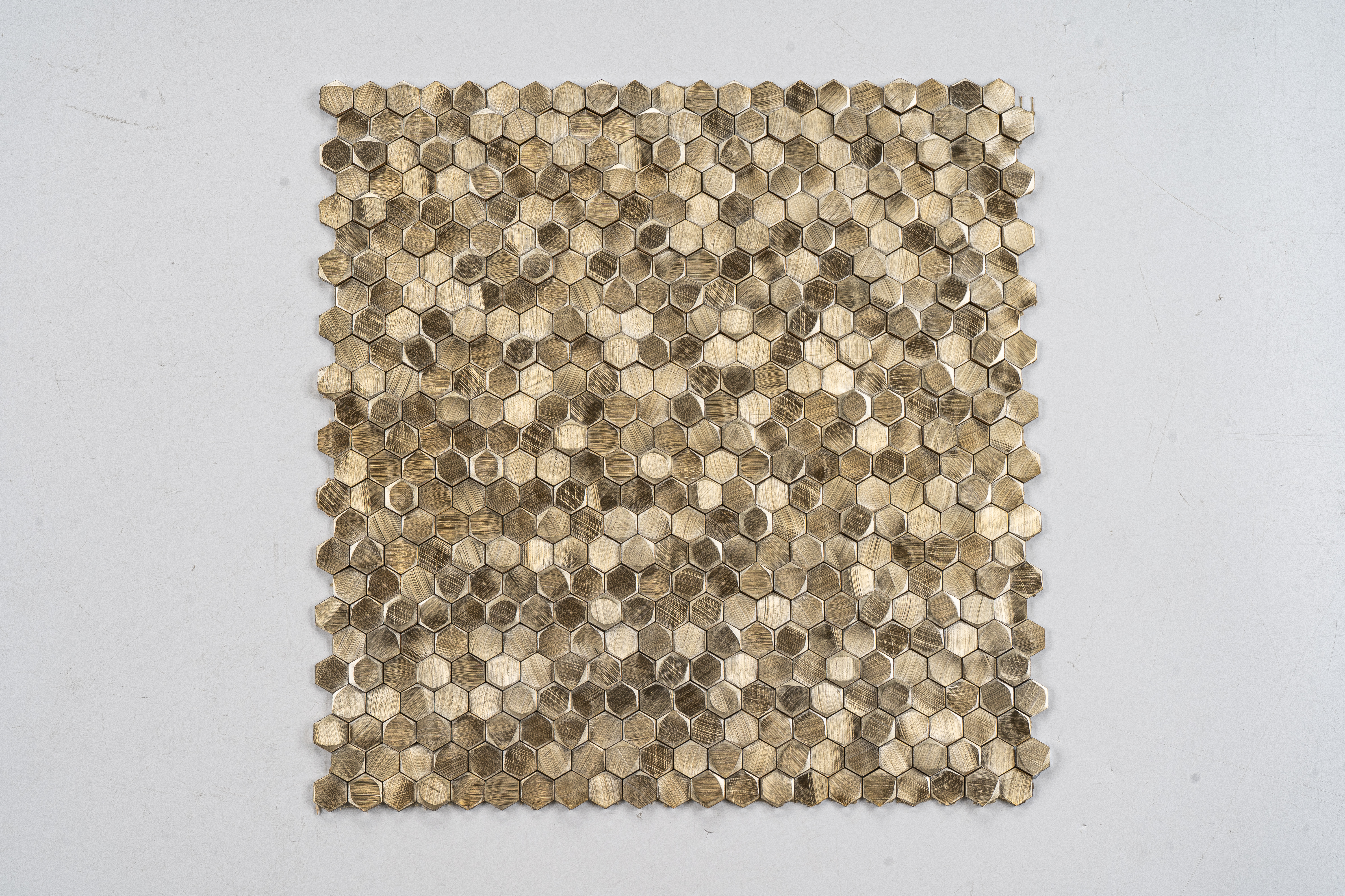 Mosaikfliesen Edelstahl Toulouse 15x15x4mm Gold 3D Gebürstet