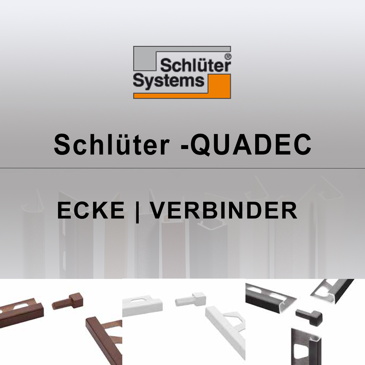 Aussenecke und Innenecke 110mm für Fliesenschienen Verbinder Fliesenprofil Schlüter Schiene Quadec-BEN10173M