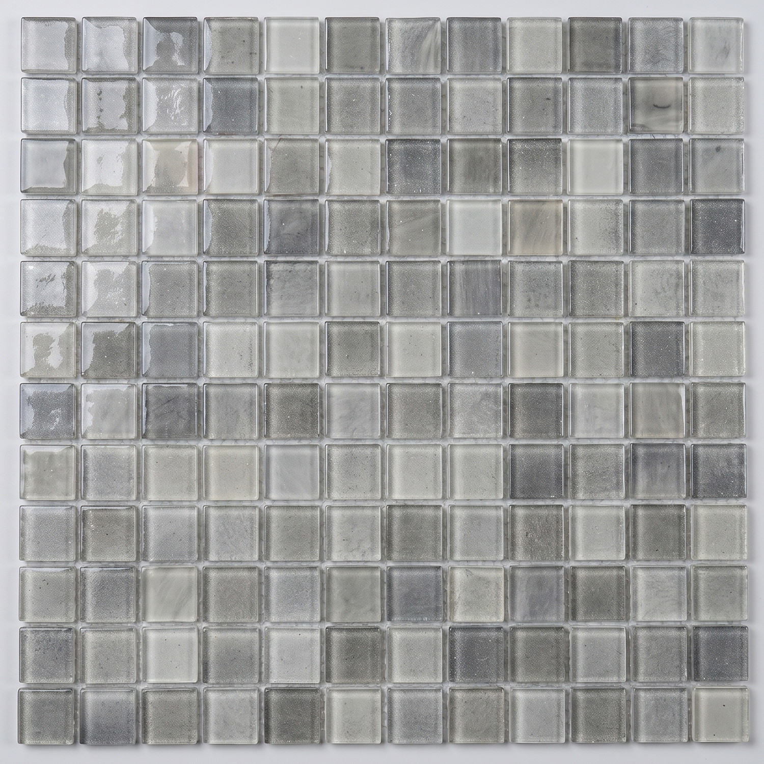 Glasmosaik Mosaikfliese Nizza 23×23×4 mm Grau