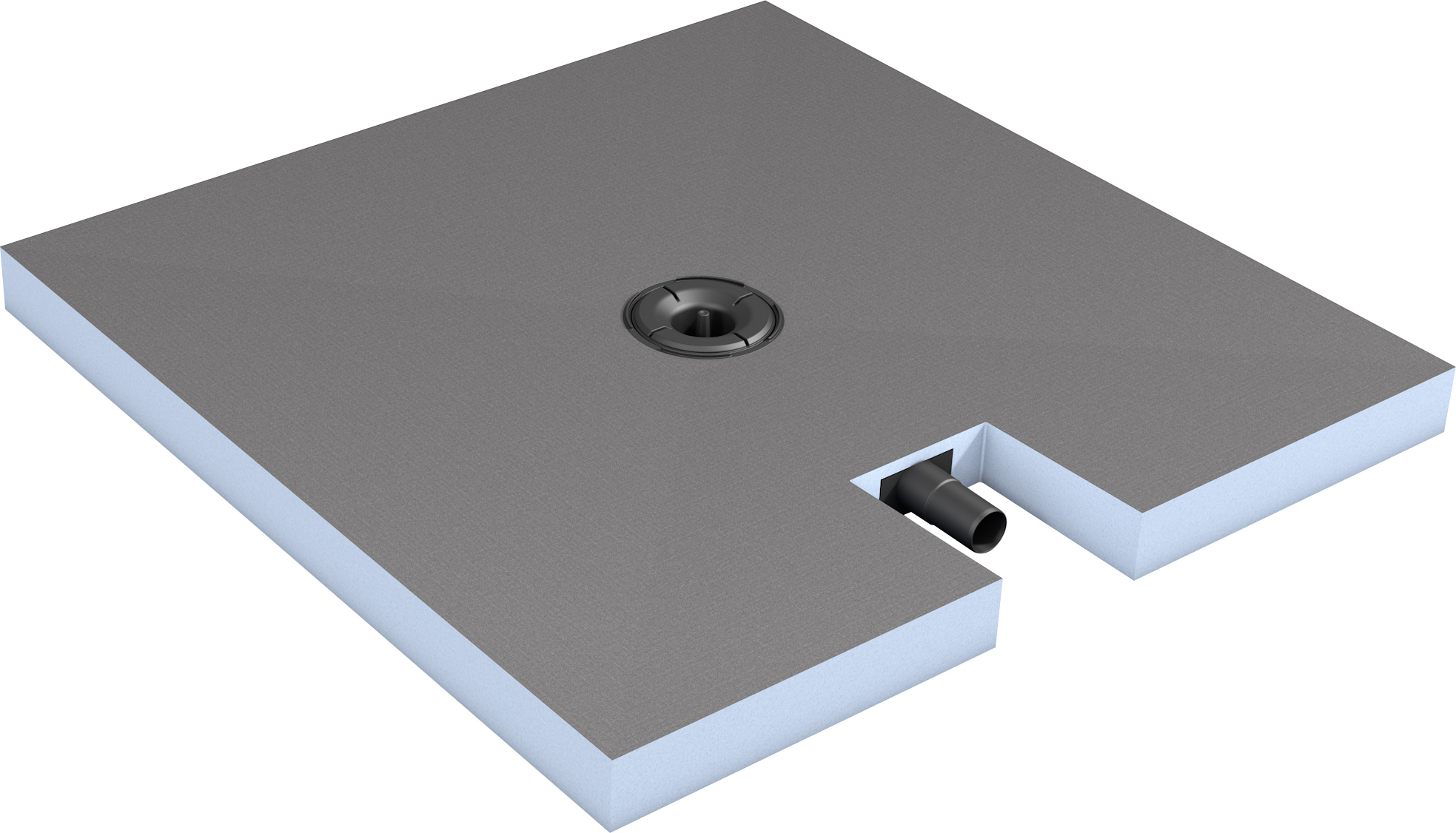 Bodengleiches Duschelement "Fundo Plano" von wedi mit integriertem Ablauf 90x90cm
