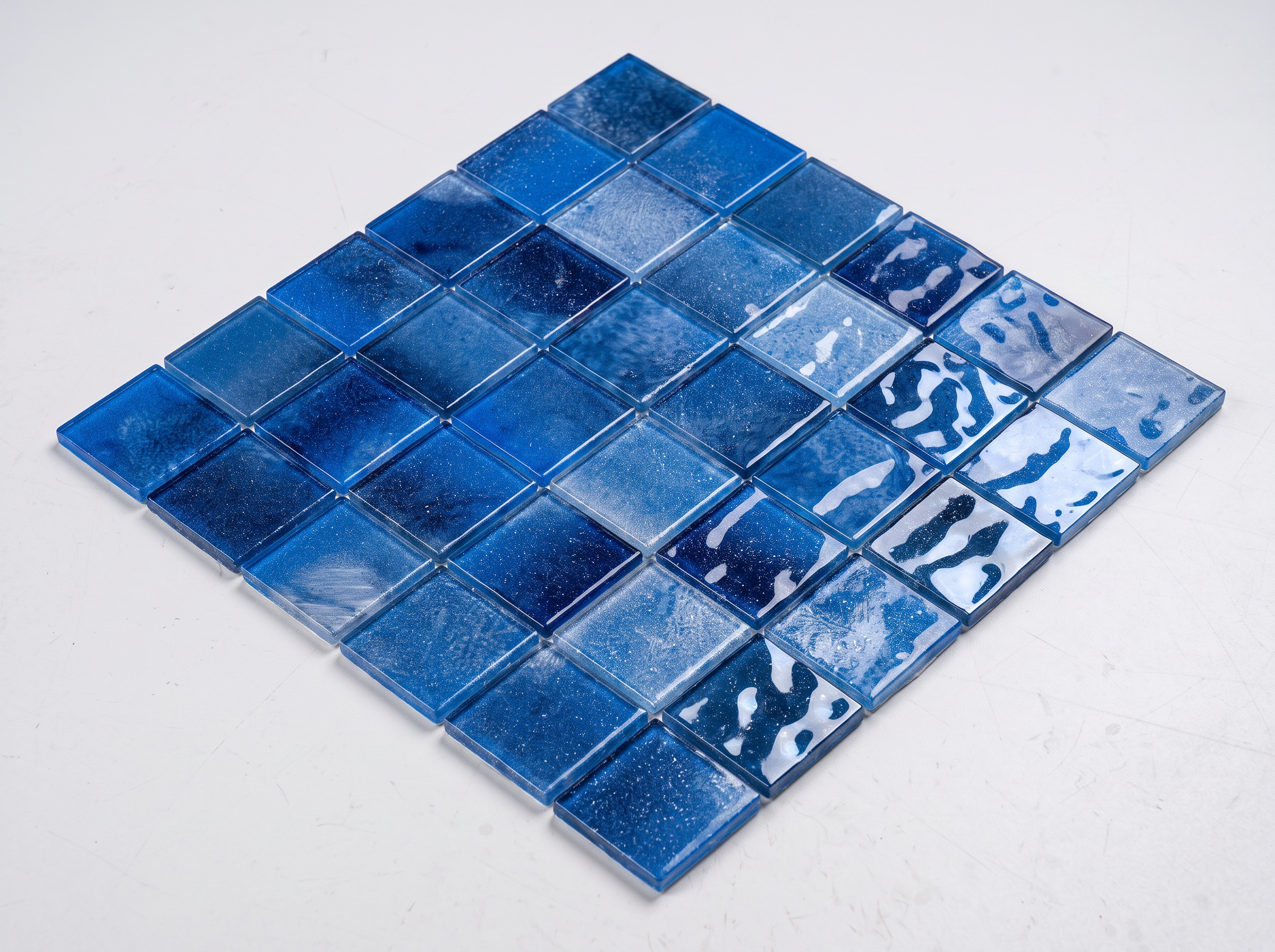 Glasmosaik Mosaikfliese Nizza 48×48 mm Blau