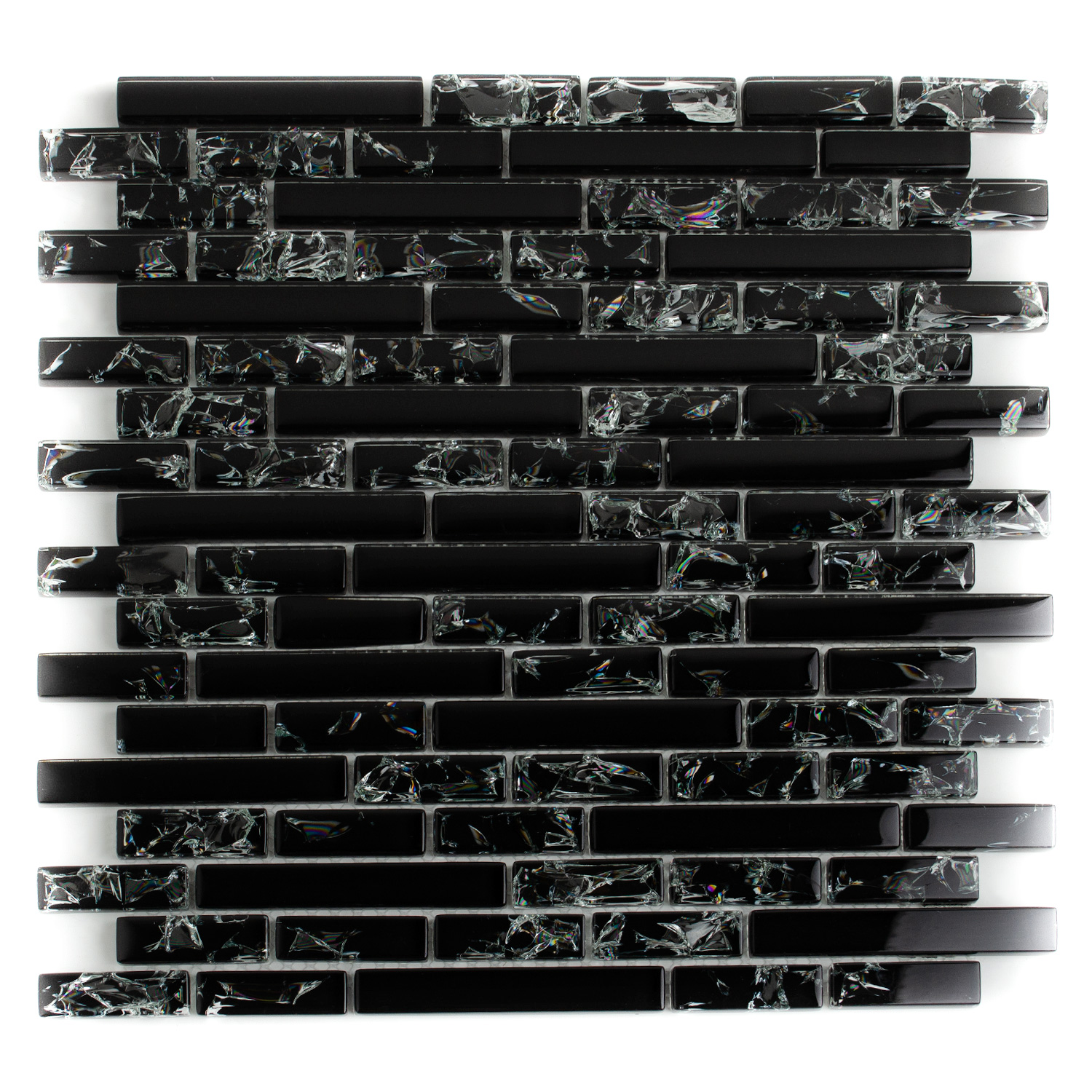 Glasmosaik Gaby Schwarz Brickmosaik mit Brucheffekt 1 Matte
