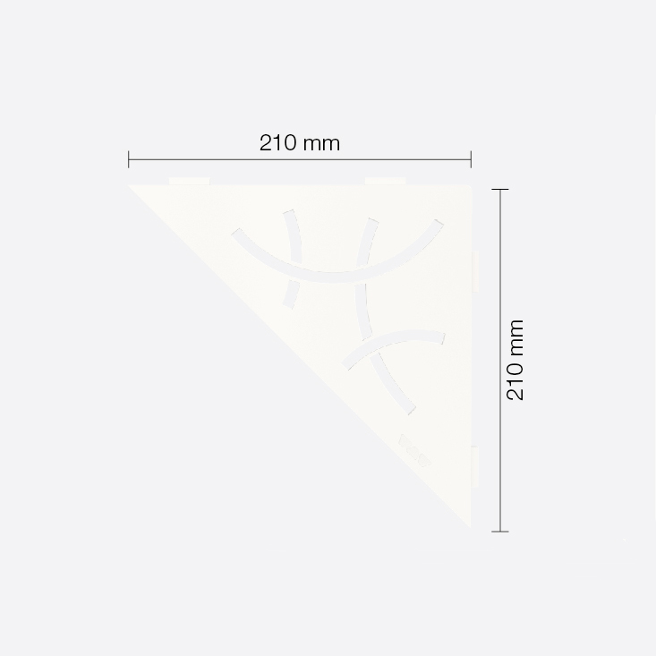 Wandablage für Nischen von Schlüter Dreieckige Eck-Wandablage Curve Brillabtweiß matt