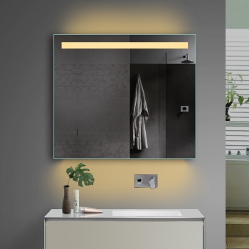 LED Beleuchtung Kalt- / Warmlicht Badezimmerspiegel mit Steckdose 80x70cm