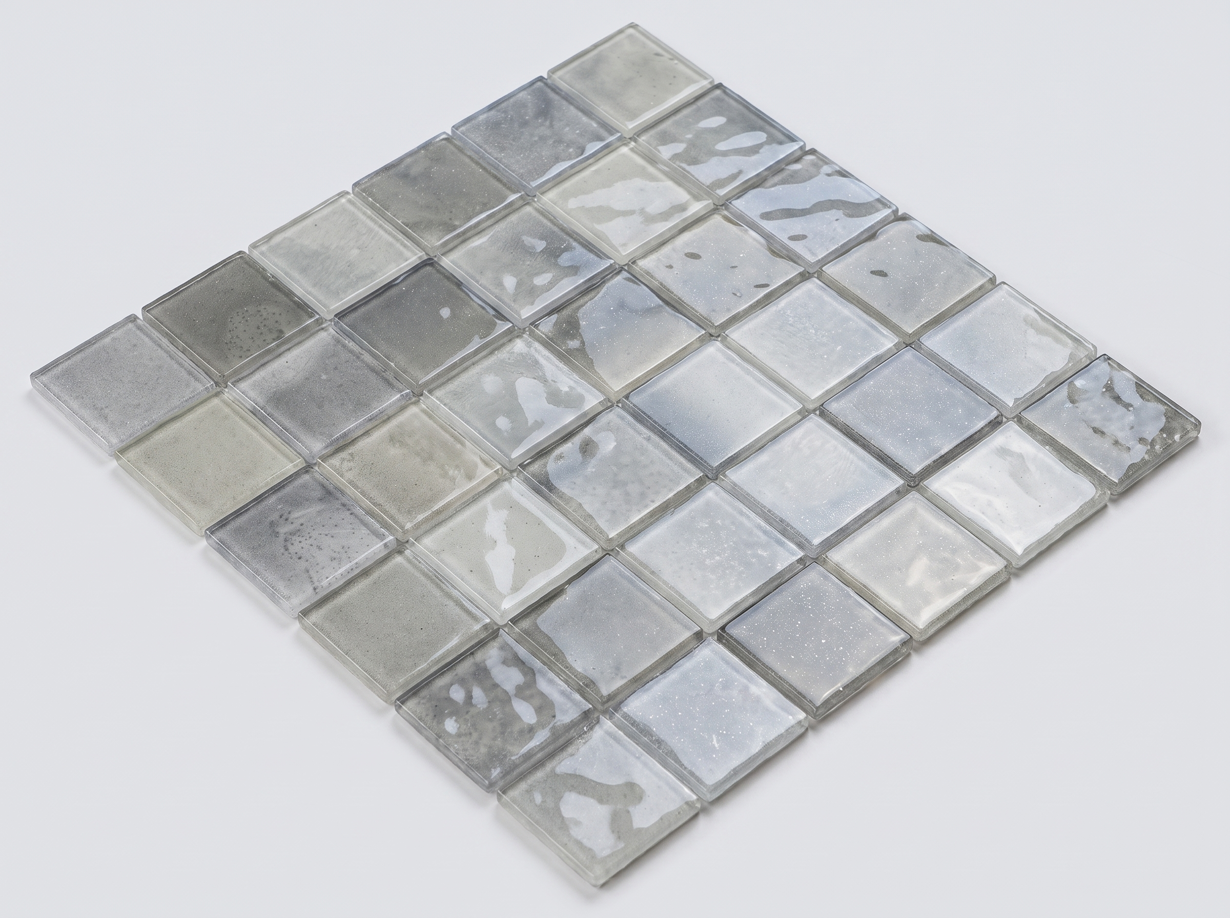 Glasmosaik Mosaikfliese Nizza 48×48 mm Grau