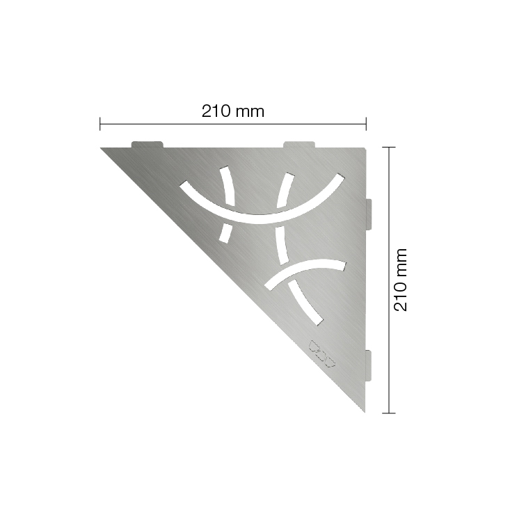 Wandablage für Nischen von Schlüter Dreieckige Eck-Wandablage Curve Edelstahl Gebürstet