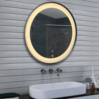 Aluminium Schwarz Rund LED Badezimmerspiegel Touch dimmbar-BEN10354 Aluminium Schwarz Rund LED Badezimmerspiegel Touch dimmbar-BEN10354