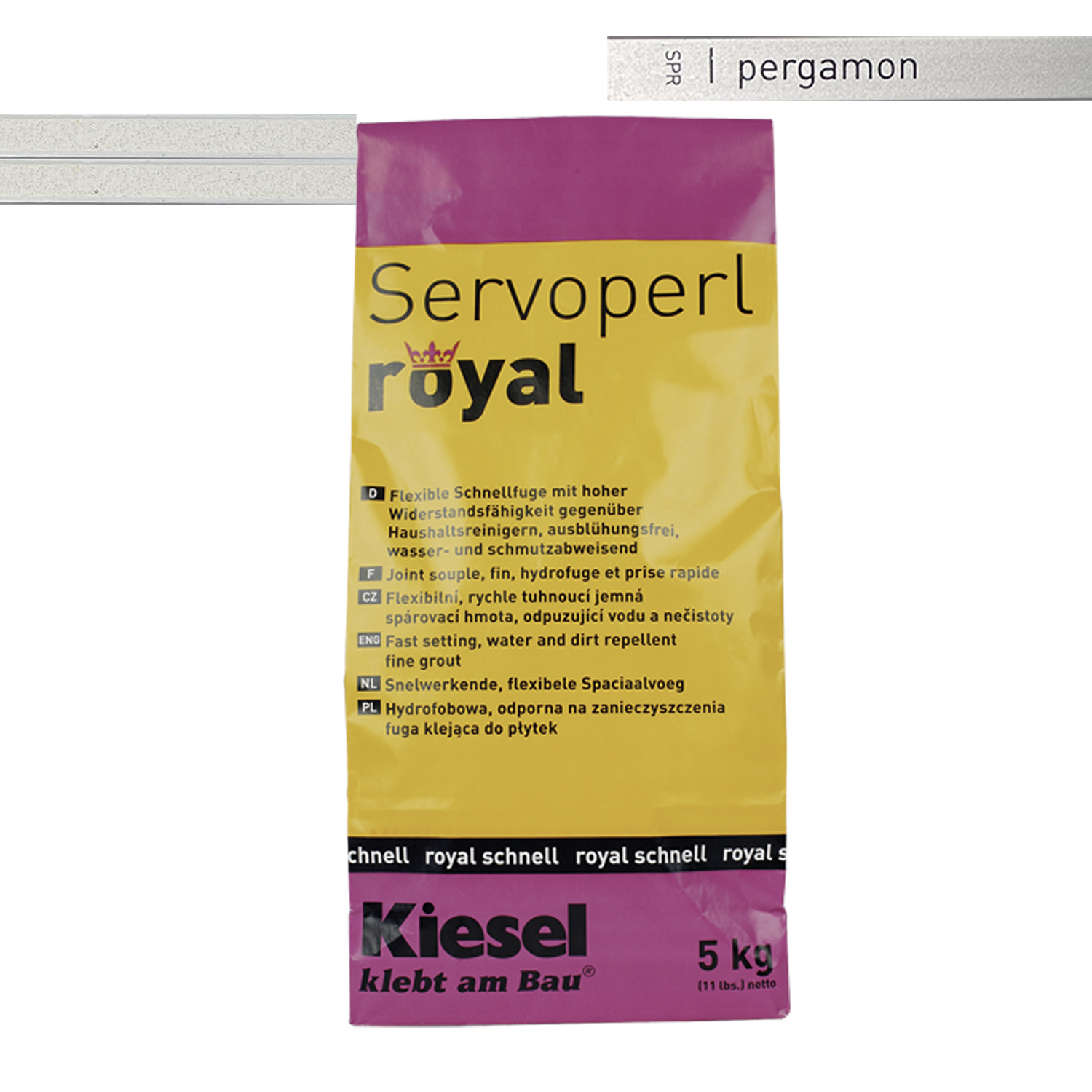 Fliesenfugen Fugenmörtel pergamon für Bodenfliesen Wandfliesen und Mosaikfliesen Kiesel Servoperl royal 5KG
