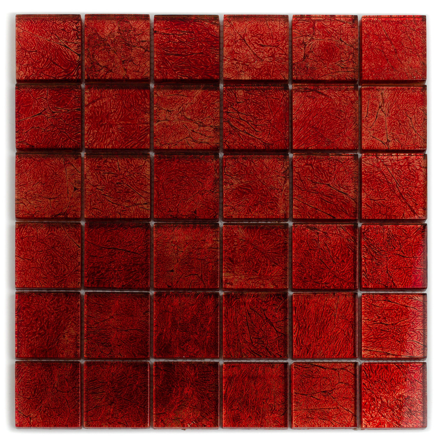 Glasmosaik Rot Metalloptik Aaliyah 48x48mm 1 Matte