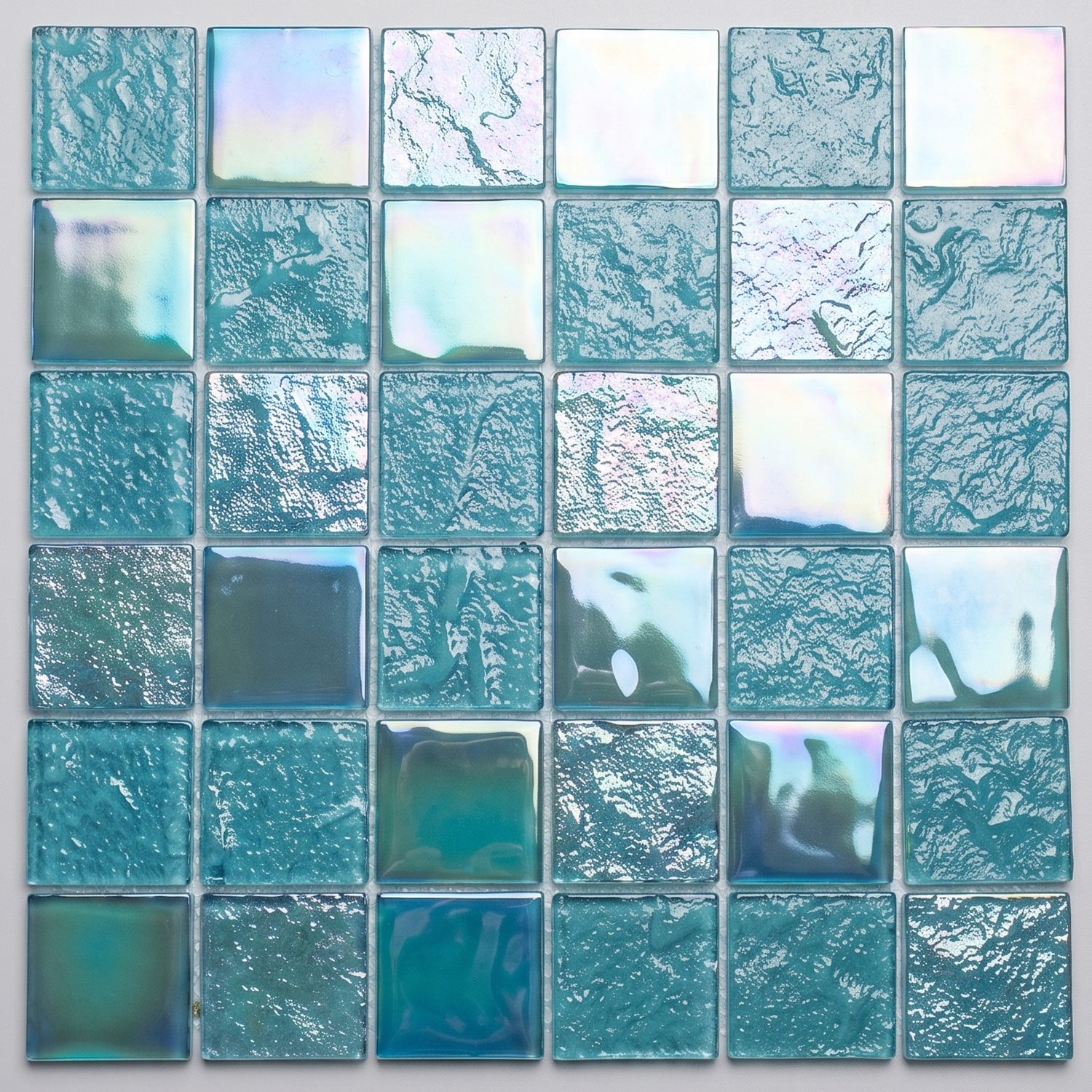 Glasmosaik 48×48 mm Türkis Schimmer
