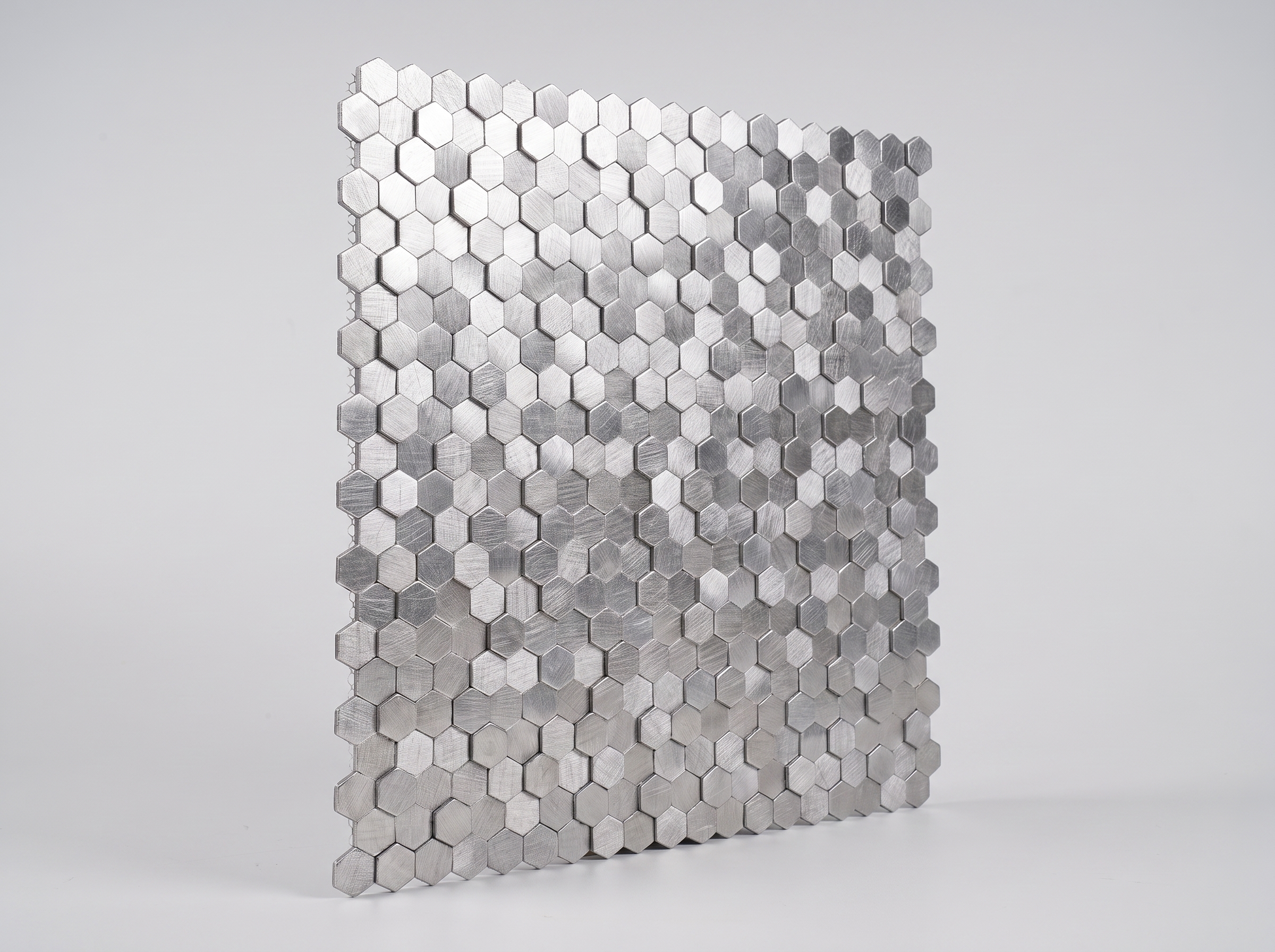 Mosaikfliesen Edelstahl Toulouse 15x15x4mm Silber 3D Gebürstet