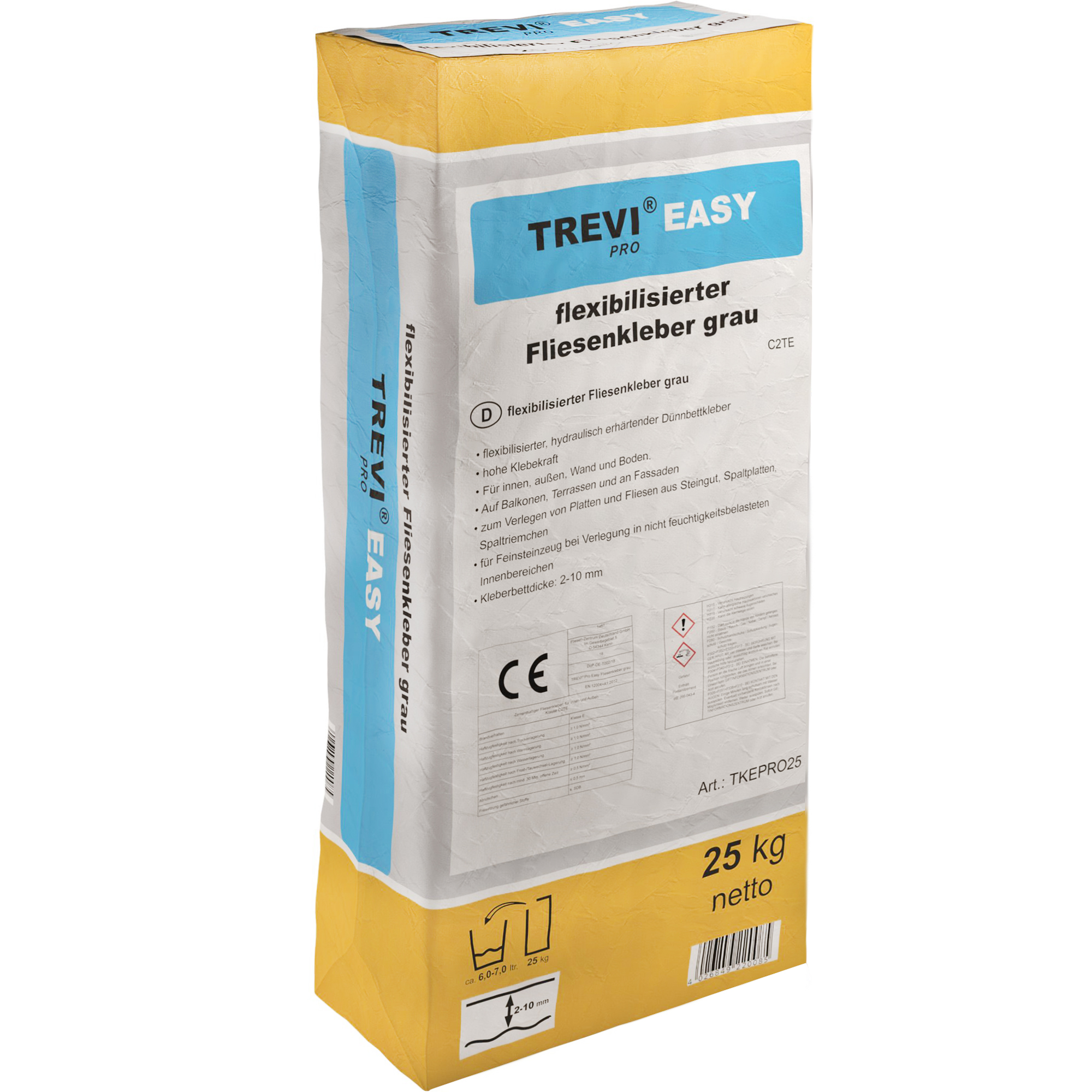 Fliesenkleber für Innenbereich und Außenbereich, an Wand und Boden Trevi Pro Easy 25Kg-BEN10073 Fliesenkleber für Innenbereich und Außenbereich, an Wand und Boden Trevi Pro Easy 25Kg-BEN10073