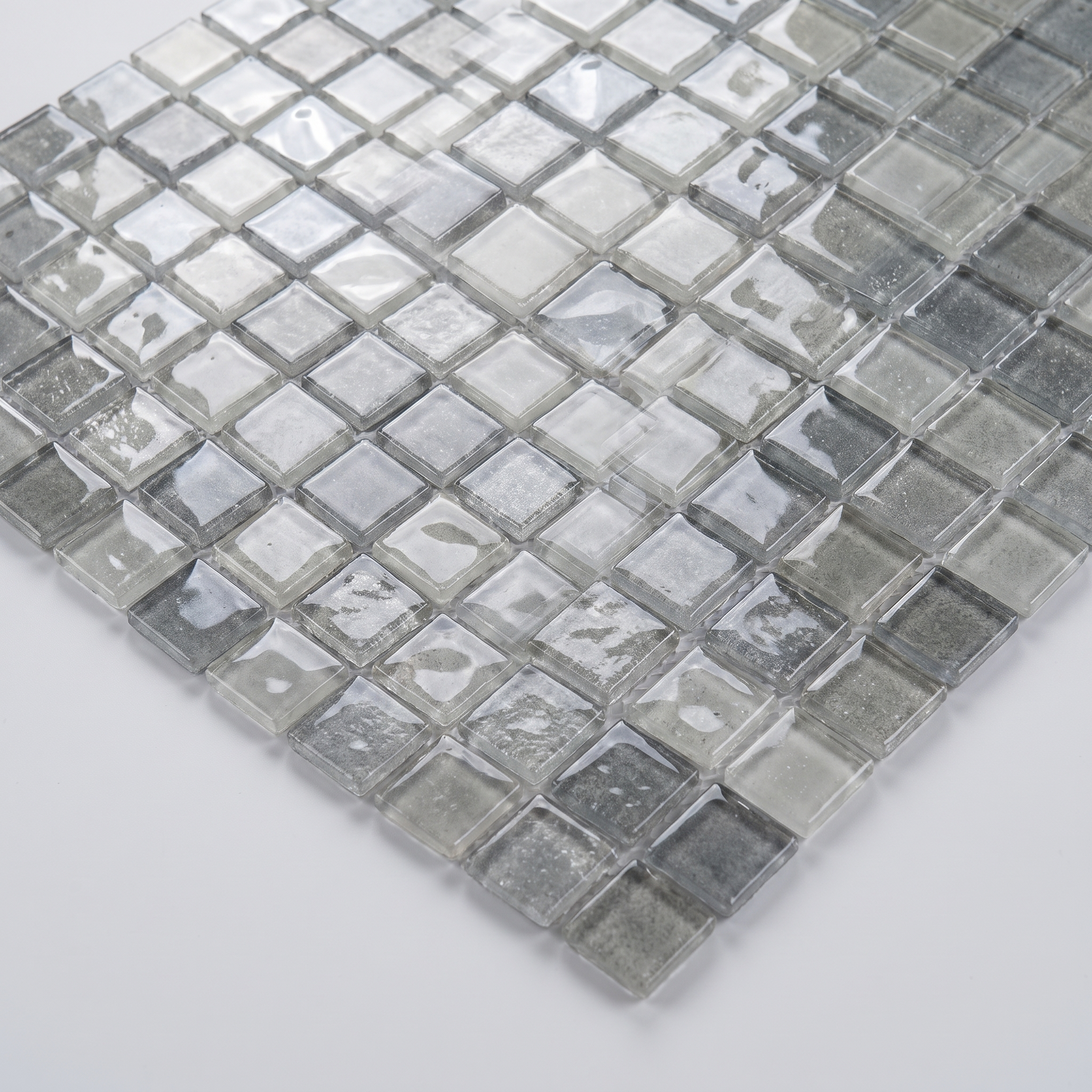 Glasmosaik Mosaikfliese Nizza 23×23×4 mm Grau
